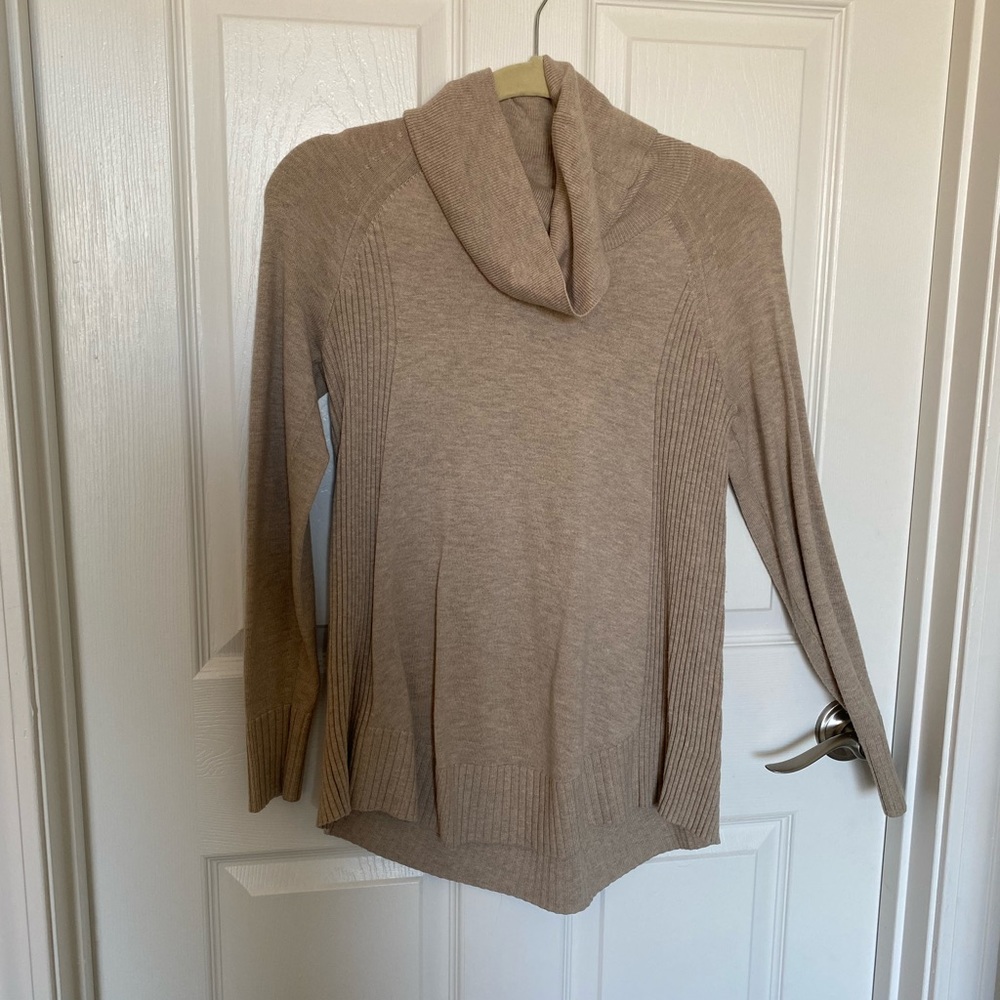 Tan cowl neck Loft sweater. Size XS.
